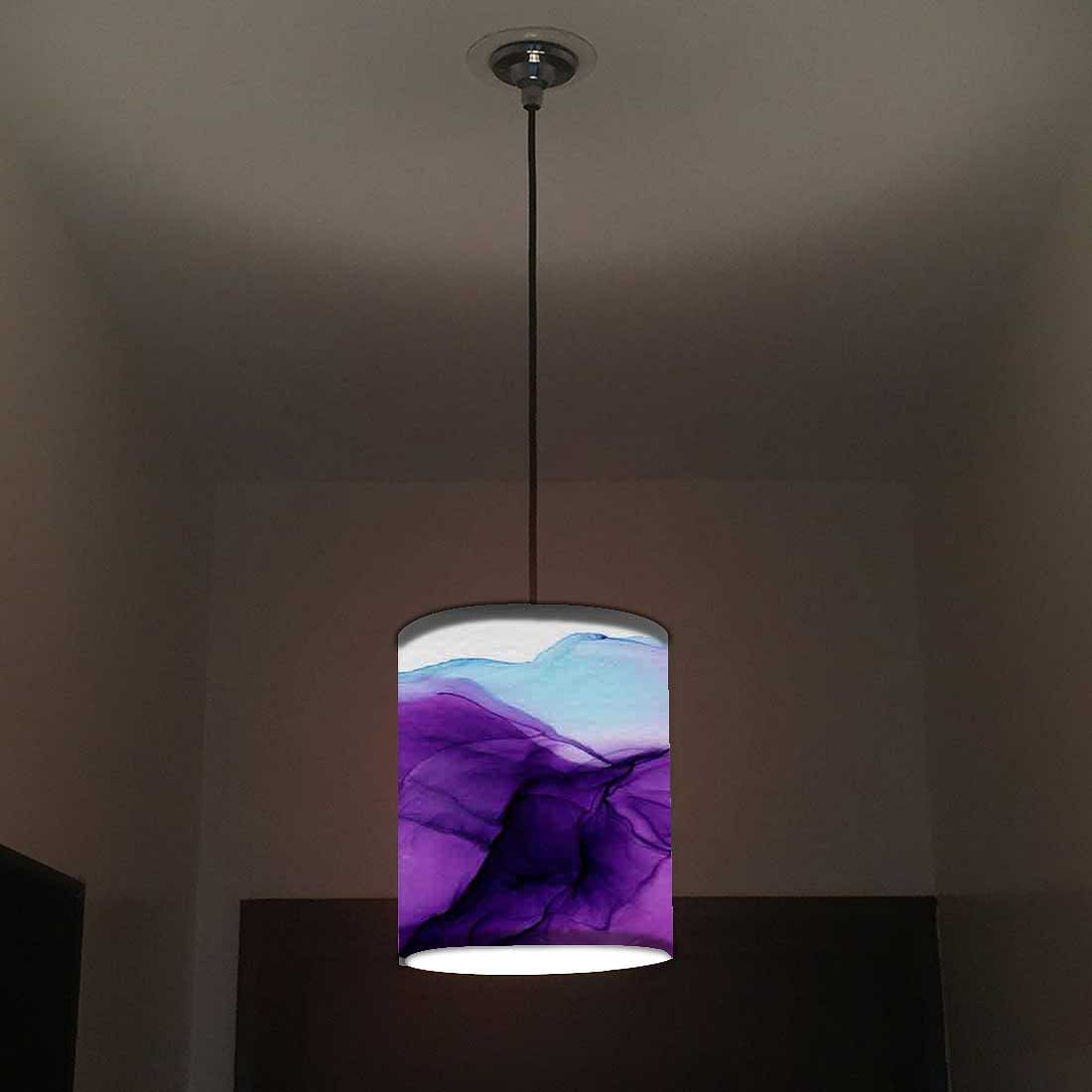 Ceiling Hanging Pendant Lamp Shade - Dark Purple Blue Ink Watercolor - Image 2
