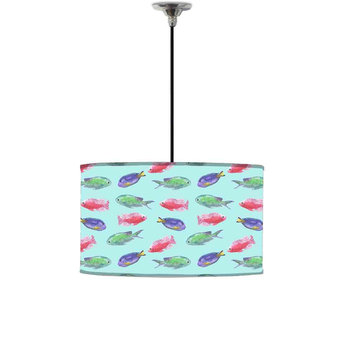 Ceiling Lamp Hanging Drum Lampshade - Sweet Fishes