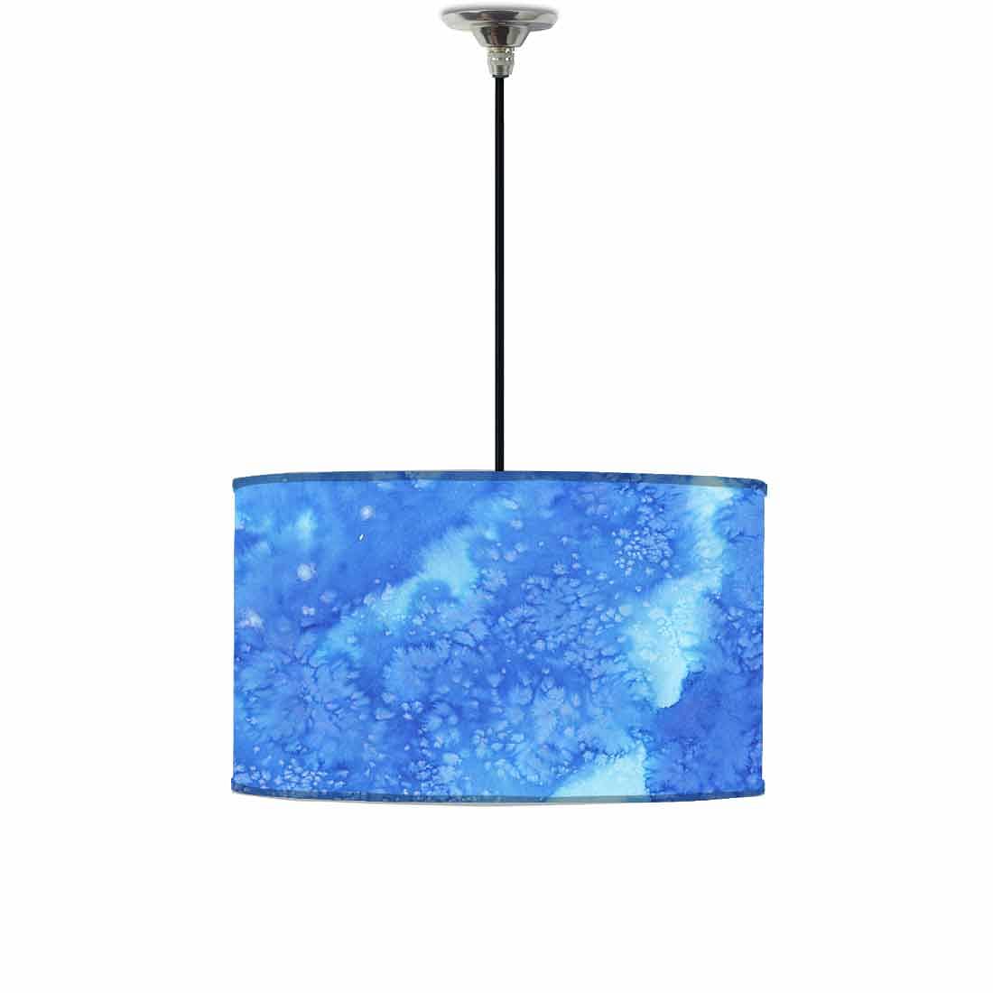 Ceiling Lamp Hanging Drum Lampshade - Arctic Space Dark Blue Watercolor