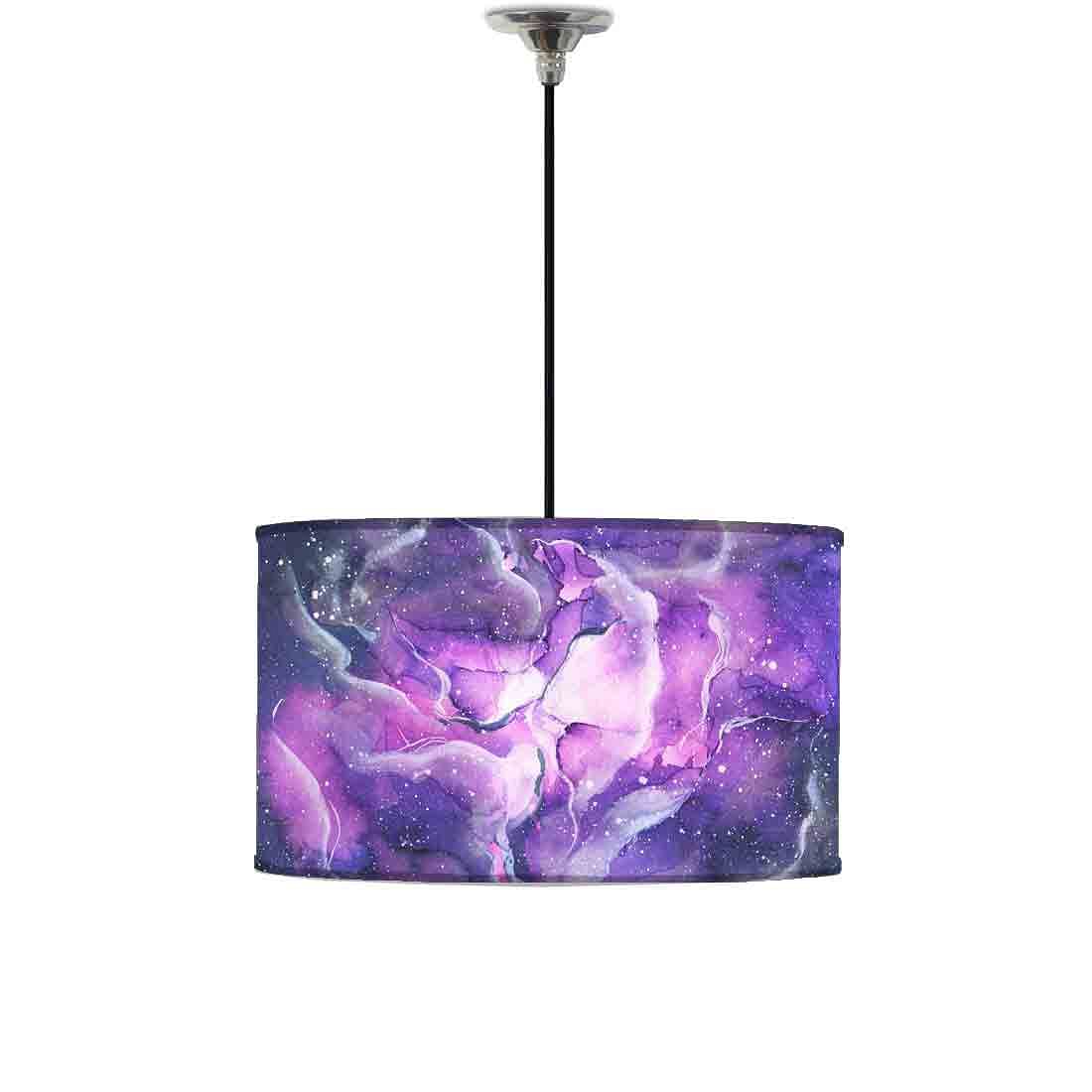 Ceiling Lamp Hanging Drum Lampshade - Space Dark Purple Watercolor