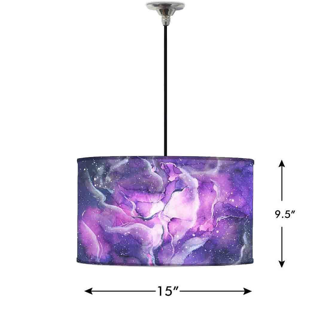 Ceiling Lamp Hanging Drum Lampshade - Space Dark Purple Watercolor - Image 2