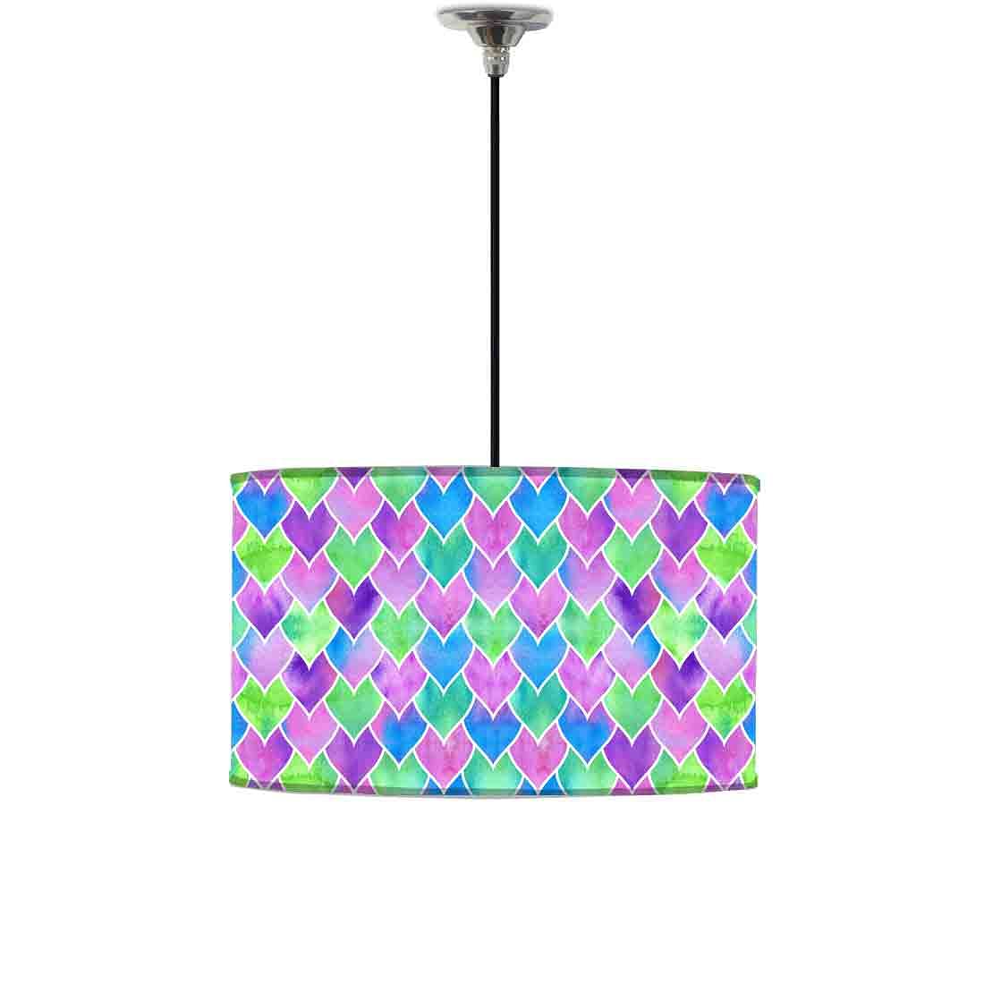 Ceiling Lamp Hanging Drum Lampshade - Multicolor Mermaid Watercolor