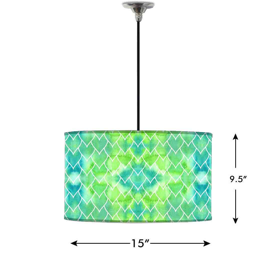 Ceiling Lamp Hanging Drum Lampshade - Green Mermaid Watercolor Pattern - Image 2
