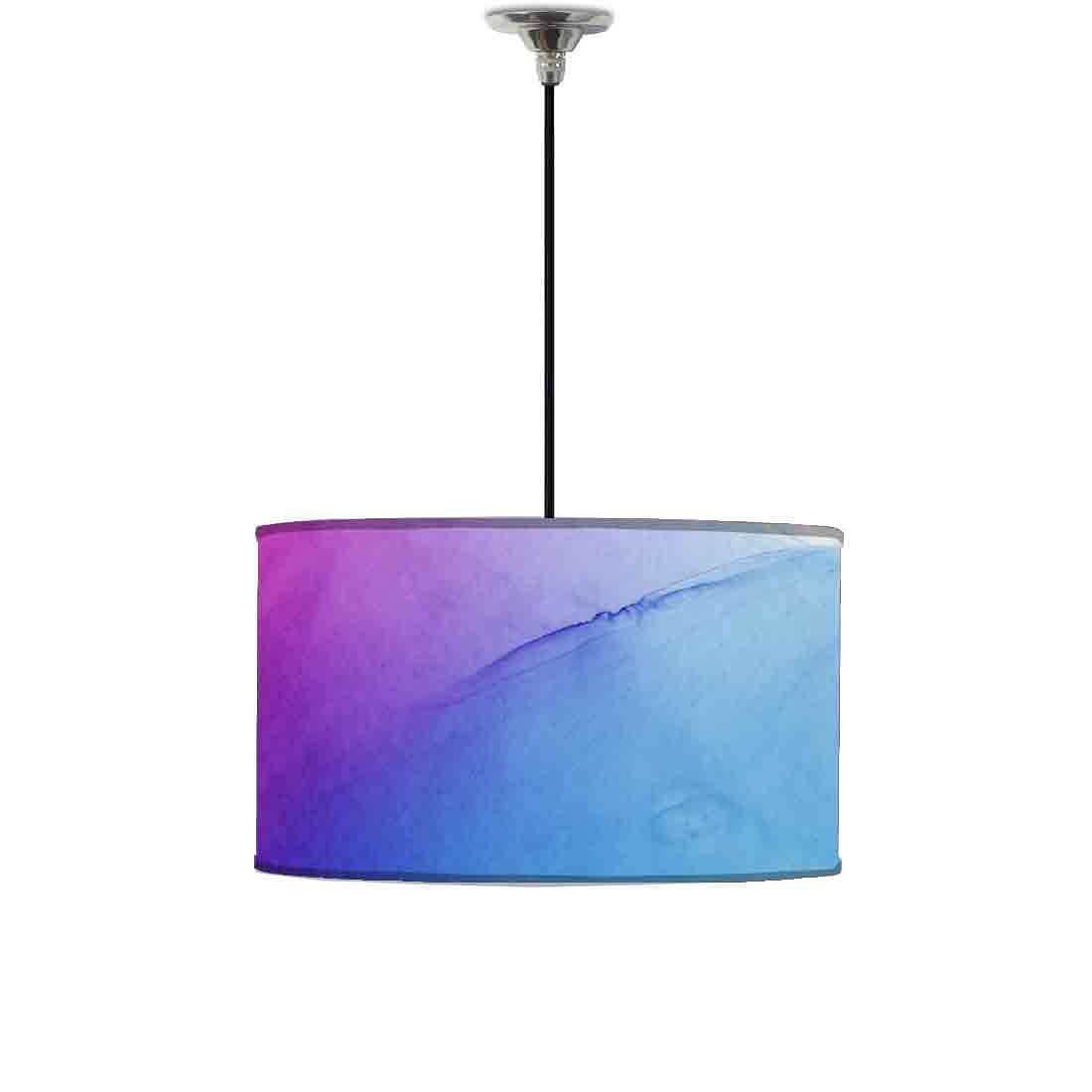 Ceiling Lamp Hanging Drum Lampshade - Dark Blue Purple Ink Watercolor
