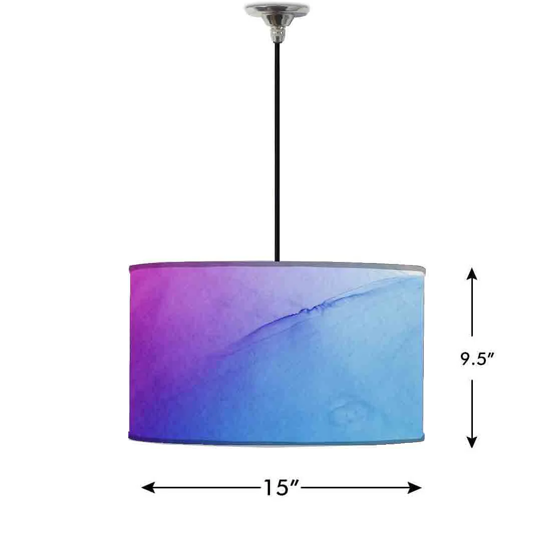 Ceiling Lamp Hanging Drum Lampshade - Dark Blue Purple Ink Watercolor - Image 2