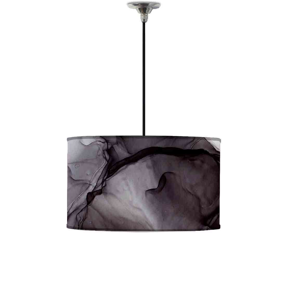 Ceiling Lamp Hanging Drum Lampshade - Black Ink Watercolor