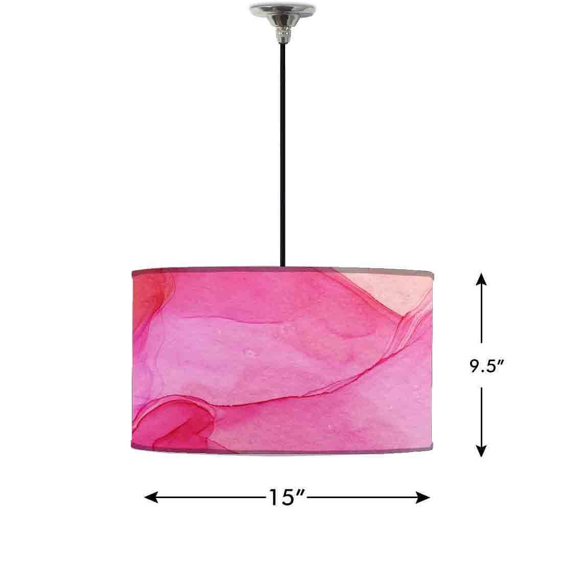 Ceiling Lamp Hanging Drum Lampshade - Orange Pink Ink Watercolor - Image 2