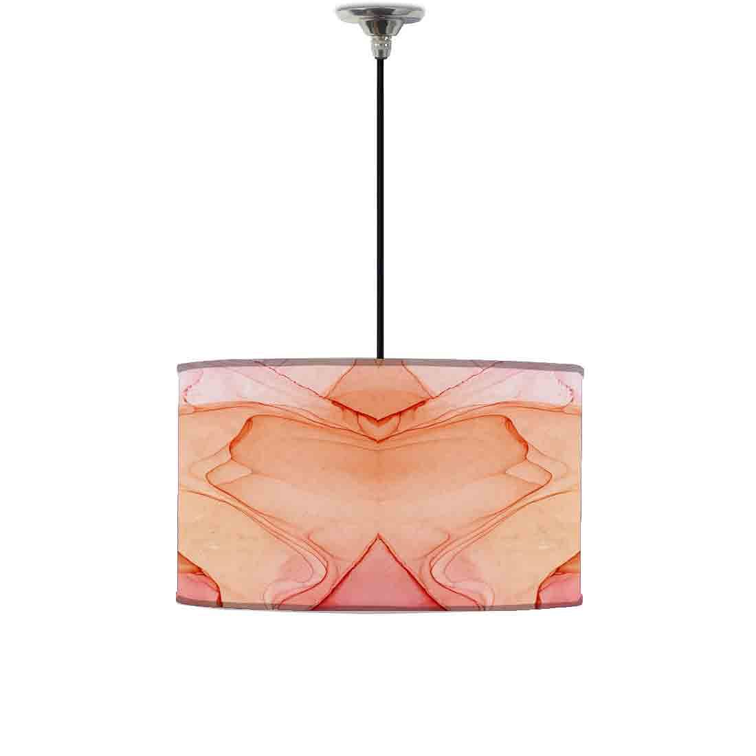 Ceiling Lamp Hanging Drum Lampshade - Pink Golden Ink Watercolor