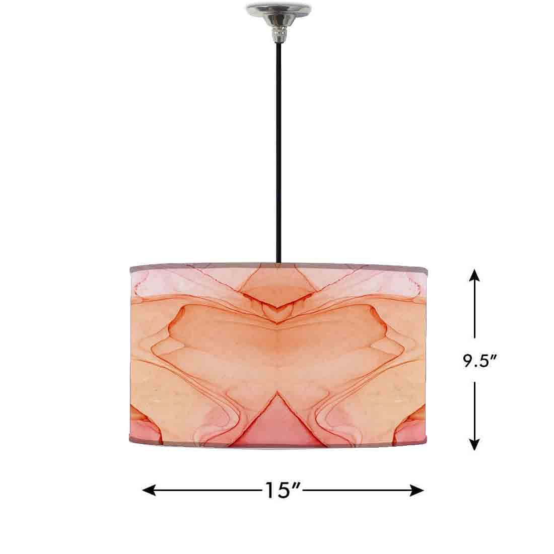 Ceiling Lamp Hanging Drum Lampshade - Pink Golden Ink Watercolor - Image 2