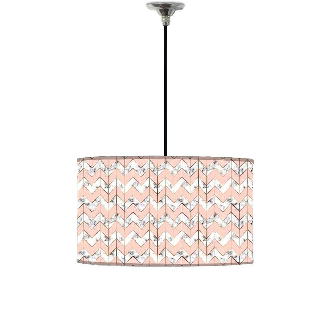 Ceiling Lamp Hanging Drum Lampshade - Peach Marble Pastle