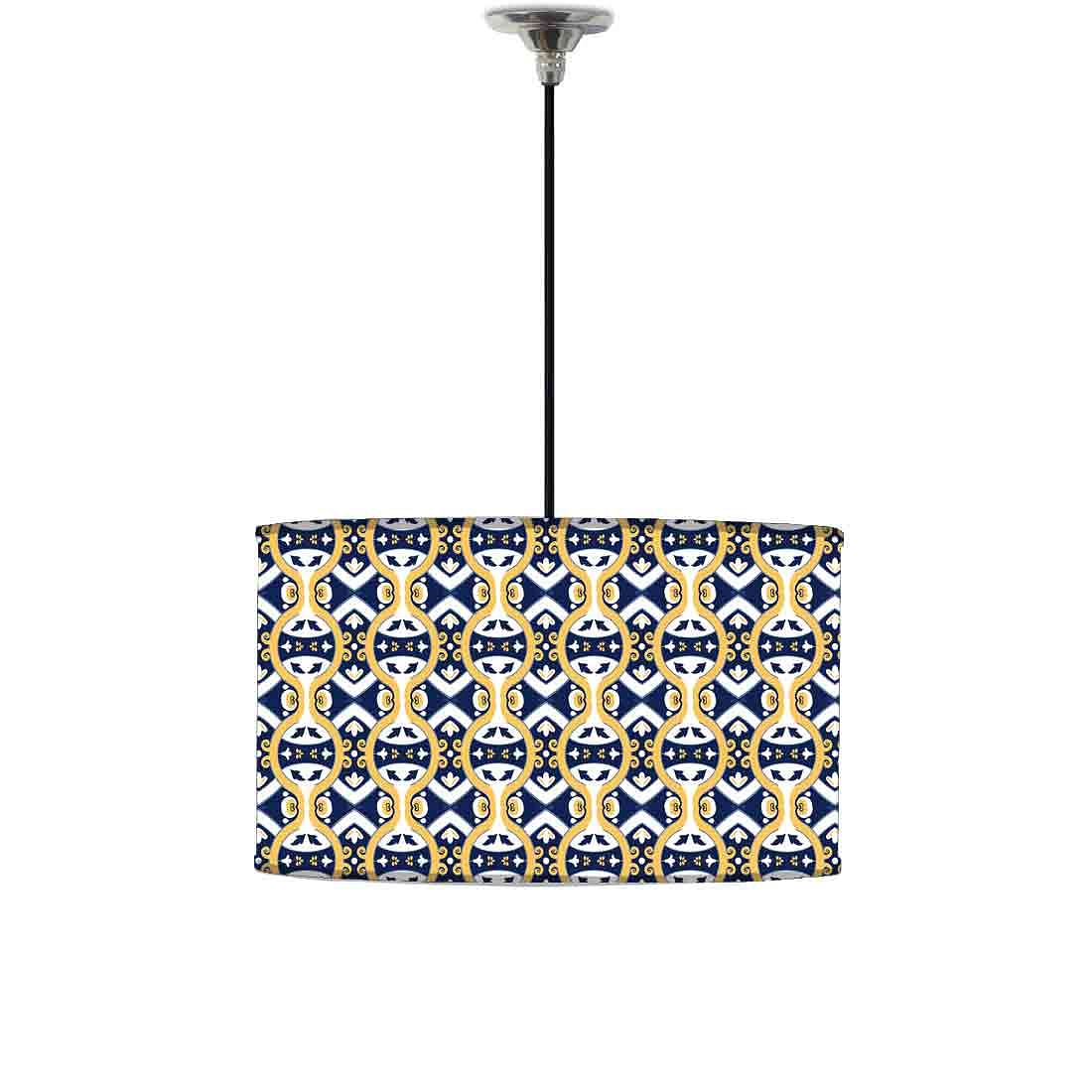 Ceiling Lamp Hanging Drum Lampshade - Spanish Tiles Pattern