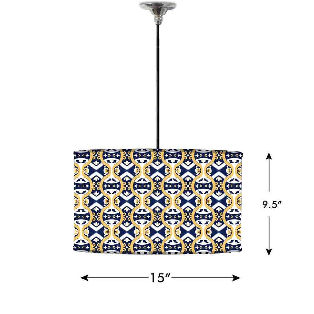 Ceiling Lamp Hanging Drum Lampshade - Spanish Tiles Pattern - Image 2