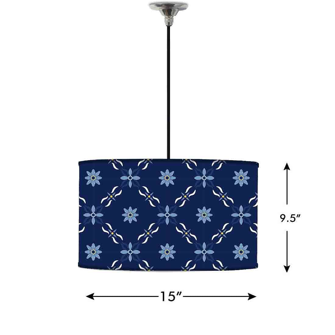 Ceiling Lamp Hanging Drum Lampshade - Floral Pattern - Image 2