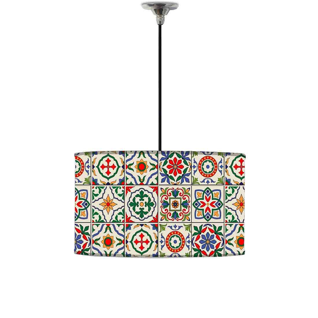 Ceiling Lamp Hanging Drum Lampshade - Talavera Mexican Style