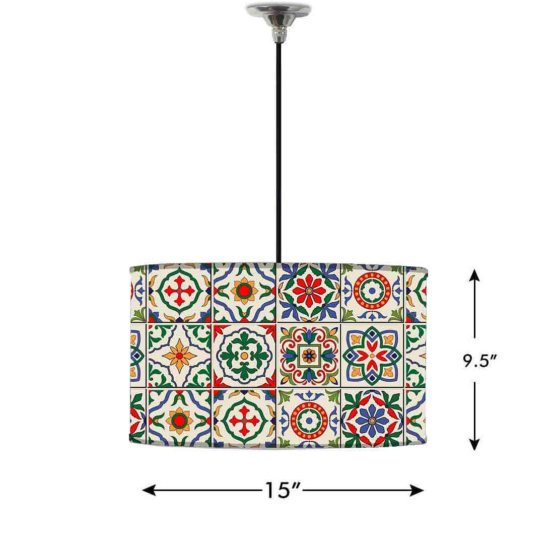 Ceiling Lamp Hanging Drum Lampshade - Talavera Mexican Style - Image 2