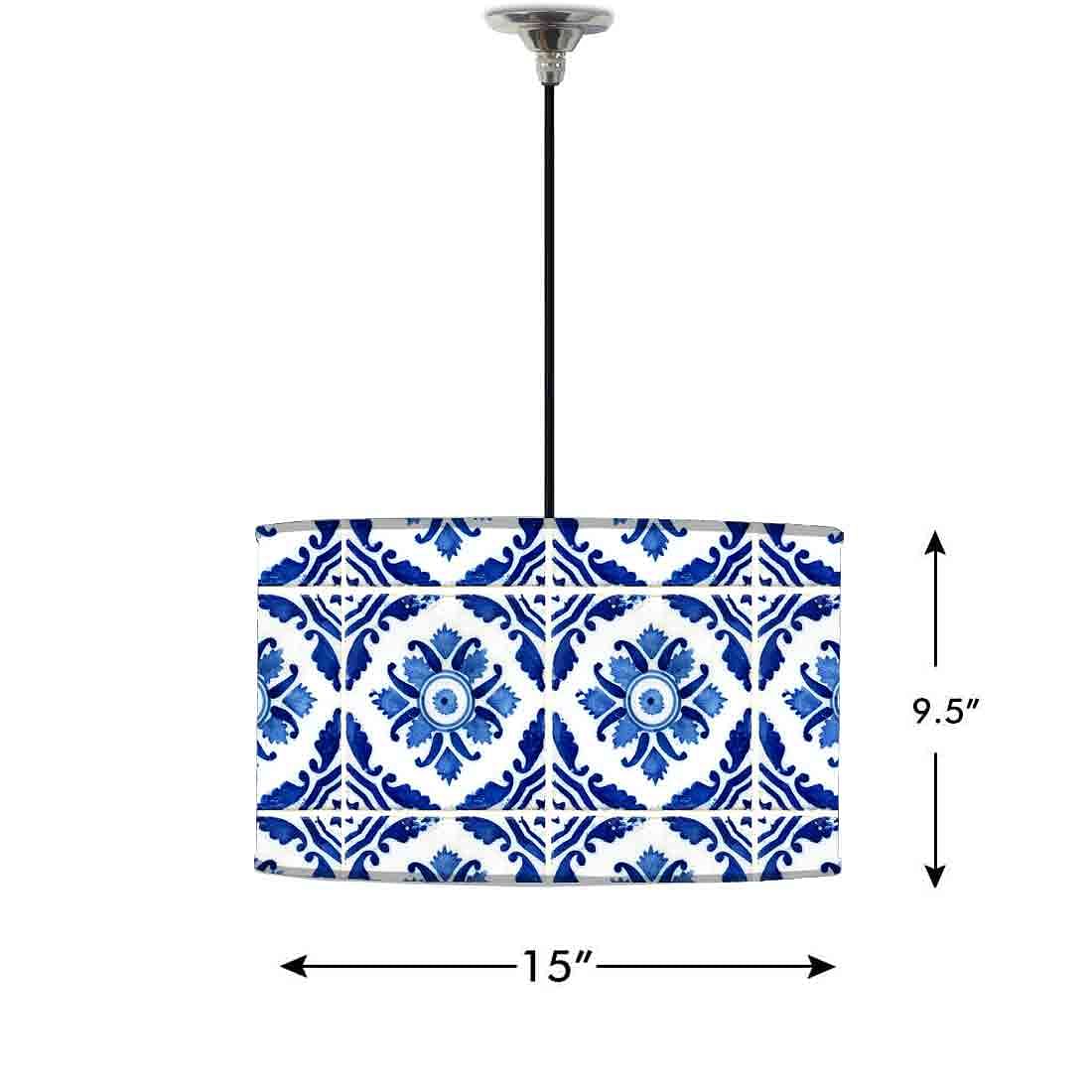 Ceiling Lamp Hanging Drum Lampshade - Floral Art - Image 2
