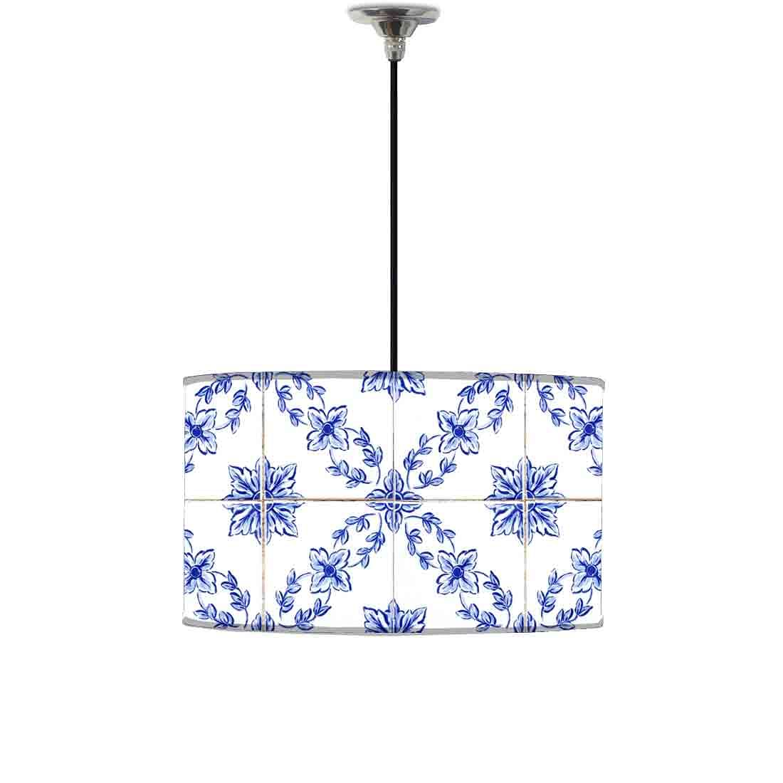 Ceiling Lamp Hanging Drum Lampshade - Pattern Spanish Tiles