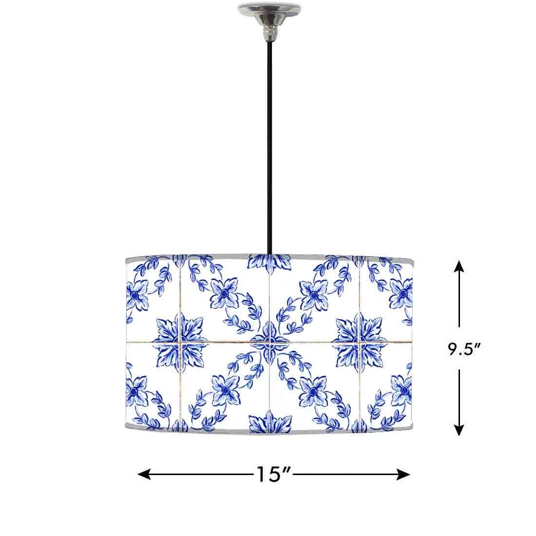 Ceiling Lamp Hanging Drum Lampshade - Pattern Spanish Tiles - Image 2