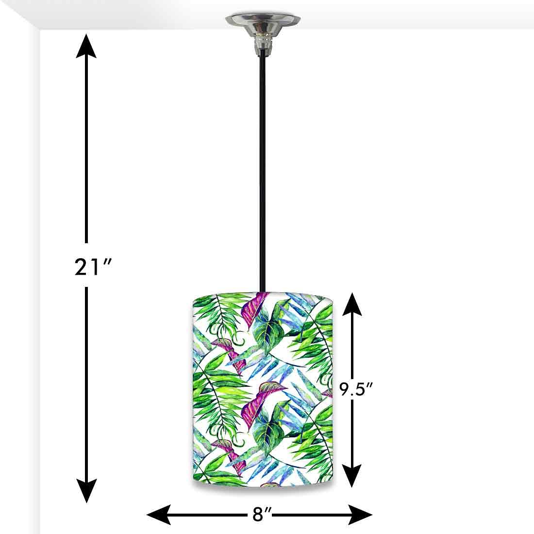 Ceiling Hanging Pendant Lamp Shade - Green and Purple Tropical Leaf - Image 3