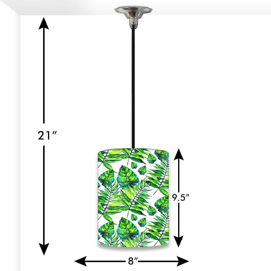 Ceiling Hanging Pendant Lamp Shade - Dark Green Tropical Leaf - Image 3