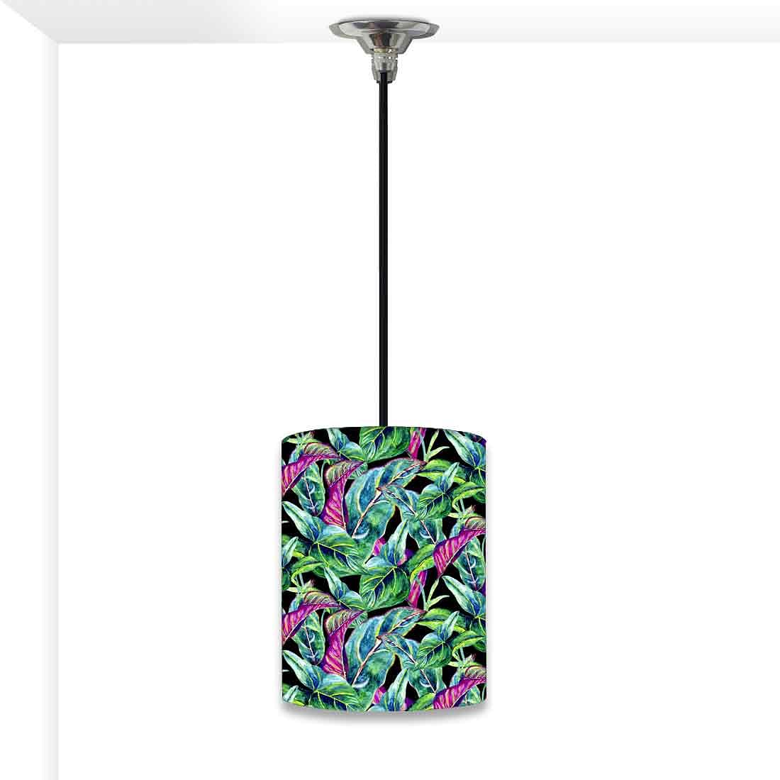 Ceiling Hanging Pendant Lamp Shade - Green Black Tropical Leaf