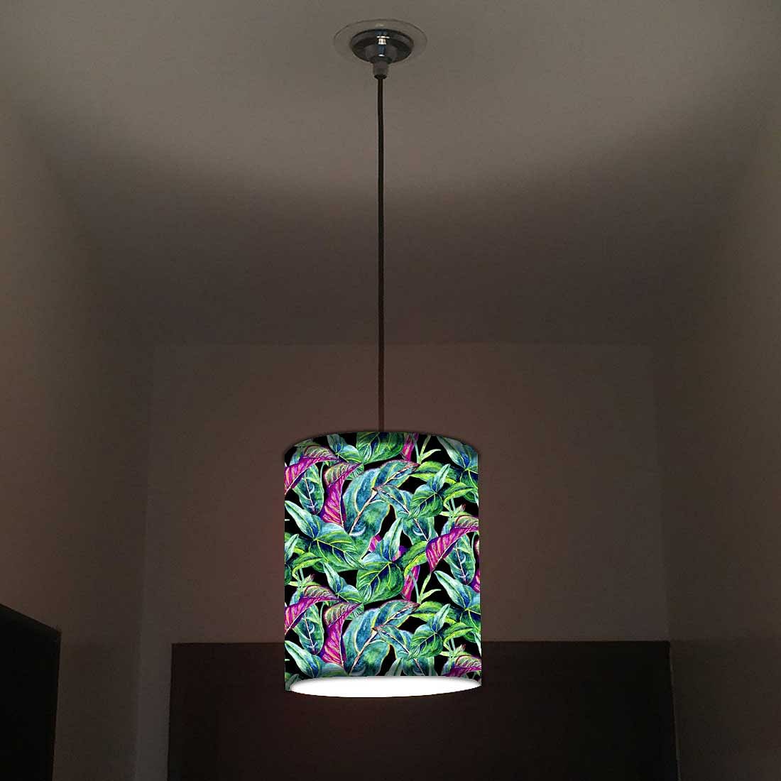 Ceiling Hanging Pendant Lamp Shade - Green Black Tropical Leaf - Image 2