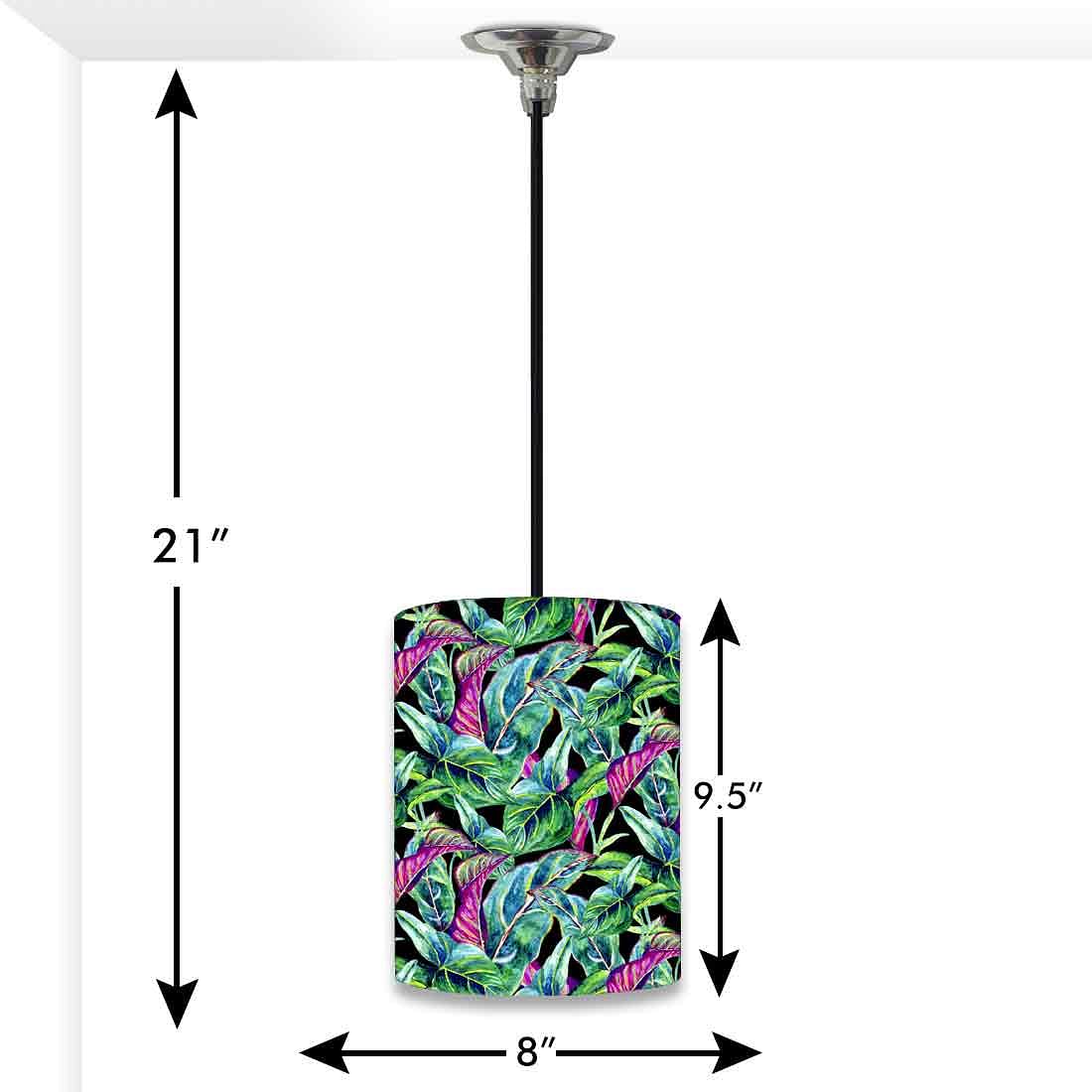 Ceiling Hanging Pendant Lamp Shade - Green Black Tropical Leaf - Image 3