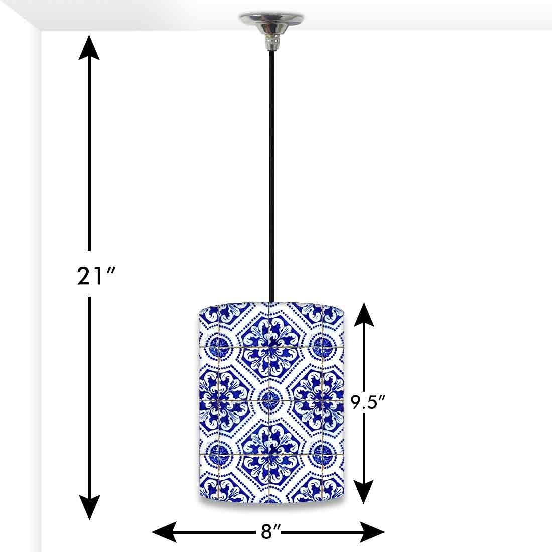 Ceiling Hanging Pendant Lamp Shade - Floral Spanish Tiles Design - Image 3