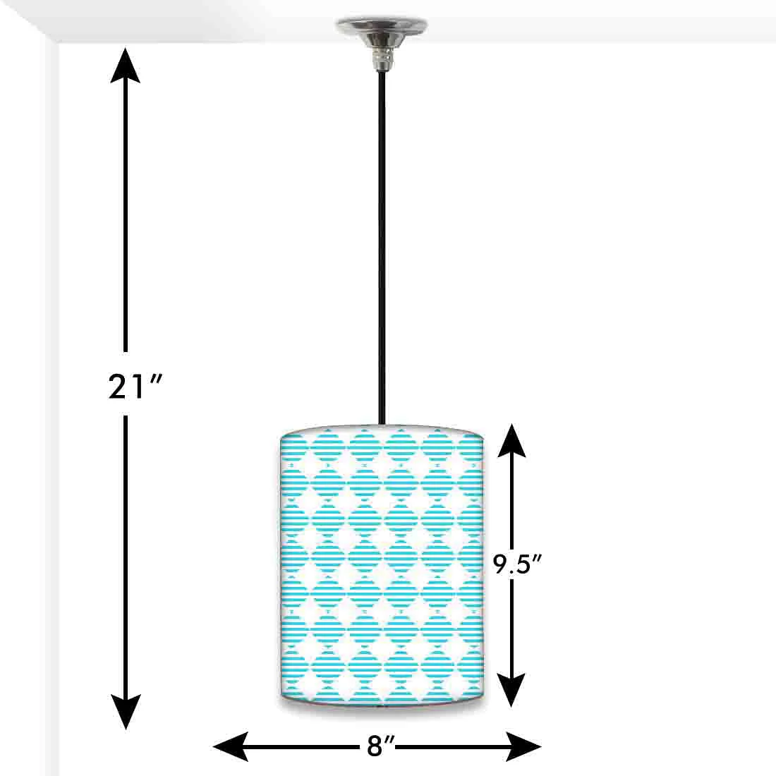 Round Ceiling Pendant Lamp - Blue Square Lines - Image 2