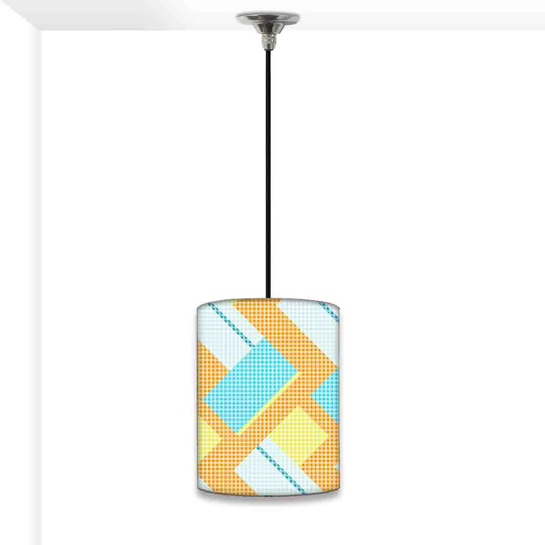 Designer Antique Hanging Pendant Lamp - Fabric With Dark Shade