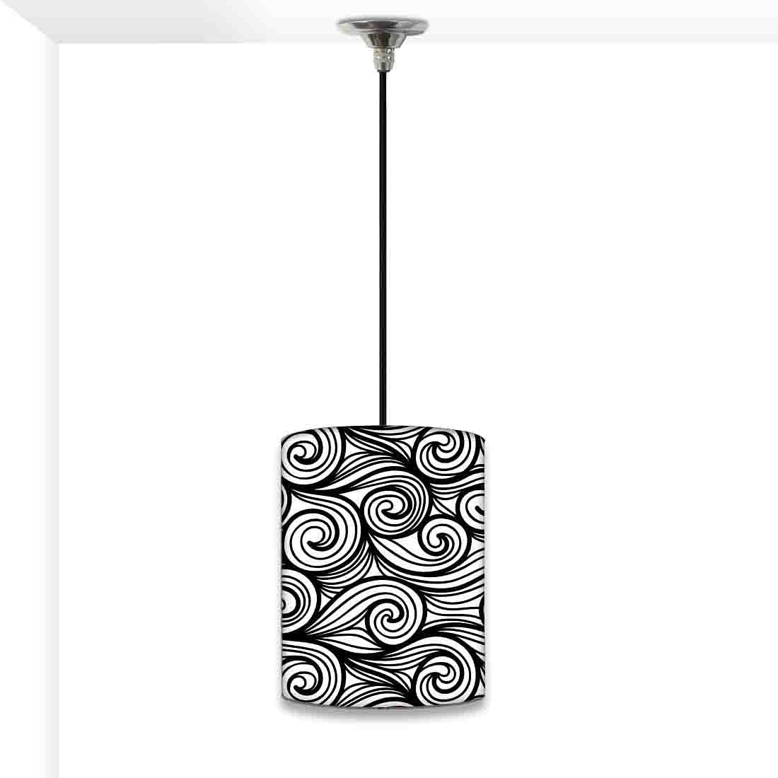 New Modern Hanging Pendant Lamp - Waves Pattern Black