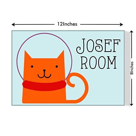 Children's Name Plate Door Sign -  Cute Cat Skipping - Image 3