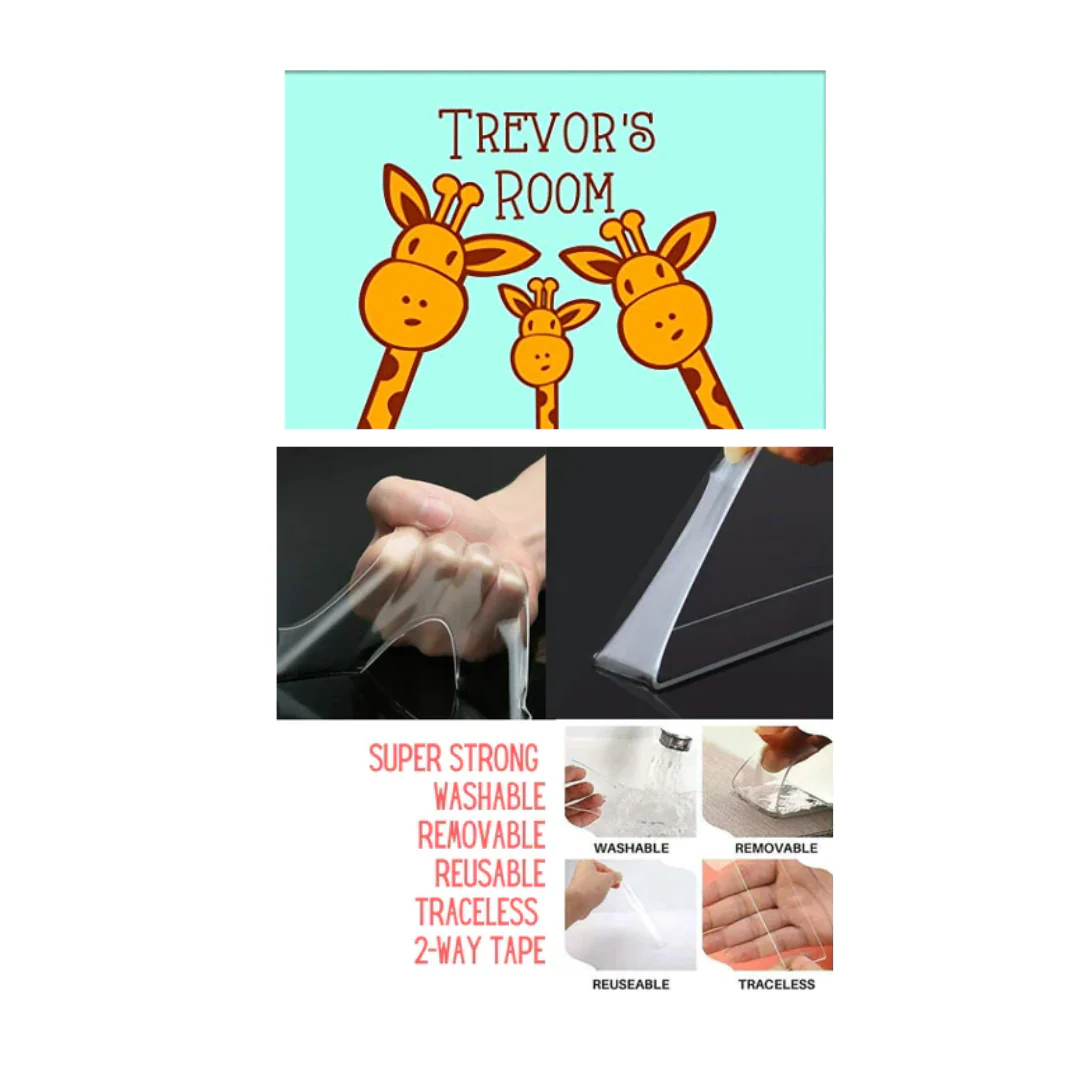 Personalized Kids Room Name Plate - Cute Giraffes - Image 4
