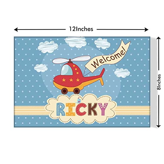 Customized Kids Room Name Plate - Helicopter & Clouds. - Image 3
