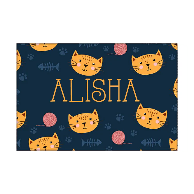 Customized Kids Name Plate for Girl - Cute Little Cat.