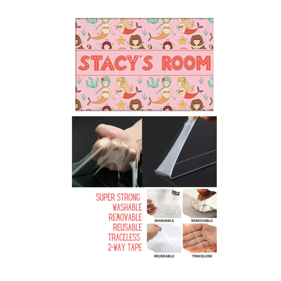 Children's Name Plate Door Sign - Mermaid & Stars. - Image 4