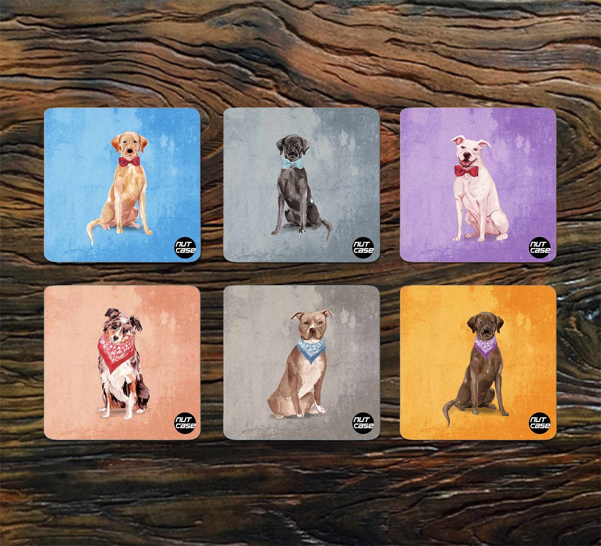 Metal Waterproof Coasters for Dining Table Set of 6 - Hipster Pitbulls