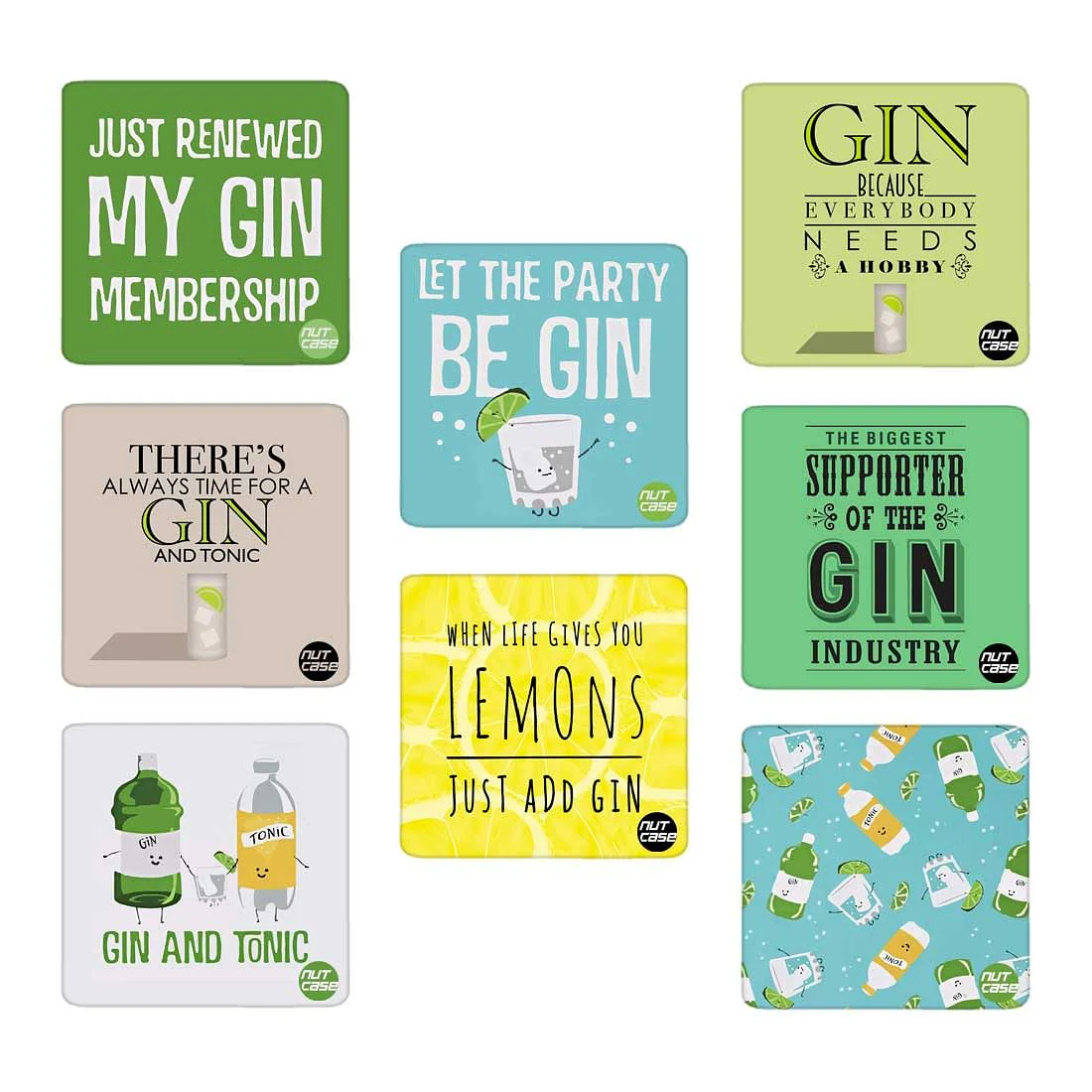 Designer Metal Coasters Set of 8 - Gin & Tonic - Image 3