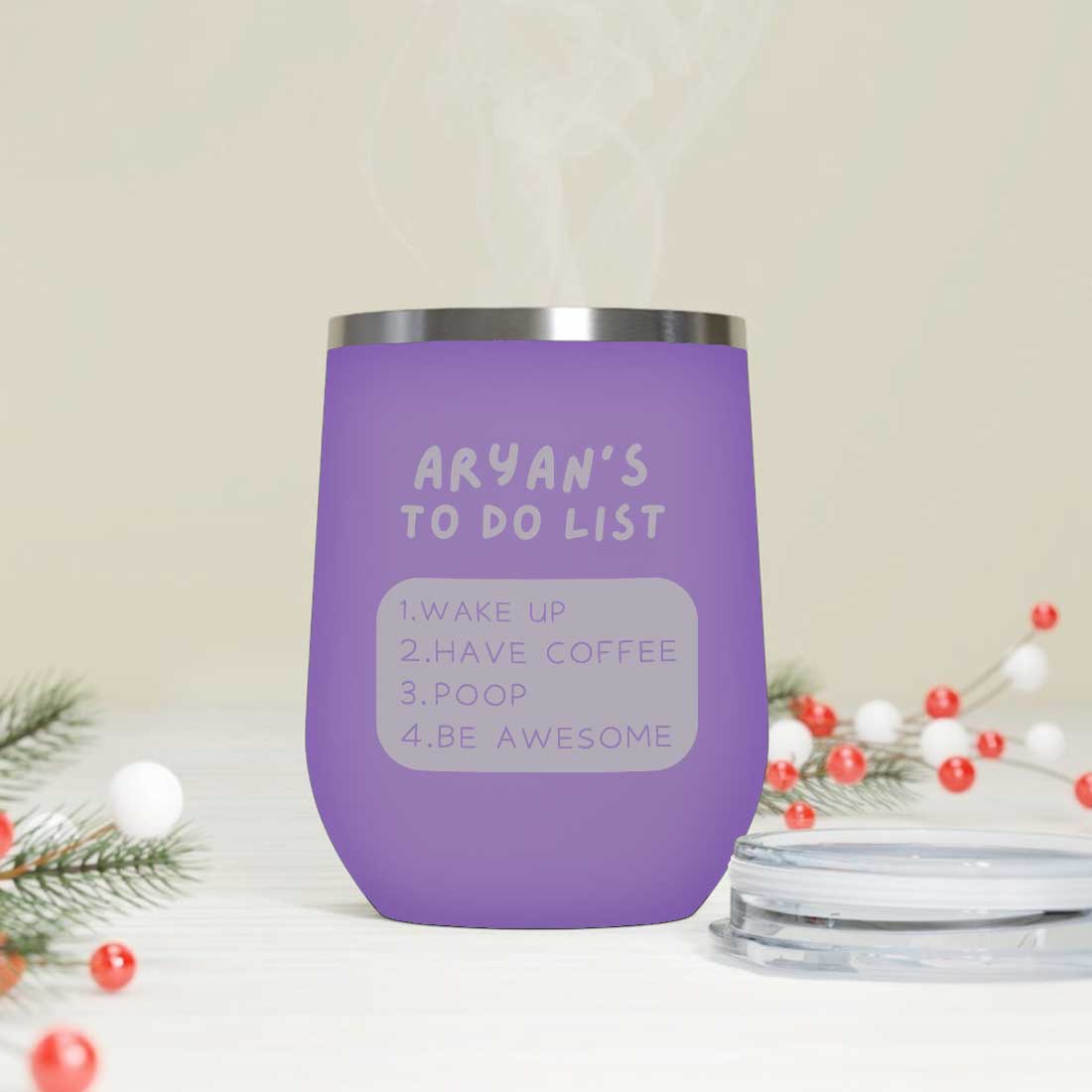 Engraved Personalized Stainless Steel Travel Coffee Cup With Lid for Office - To Do List - Image 11
