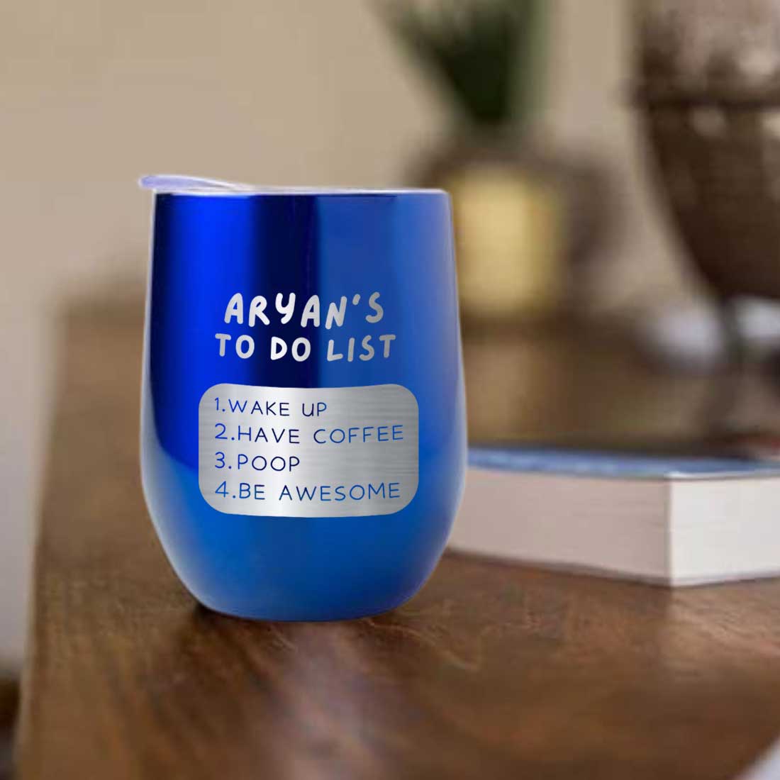 Engraved Personalized Stainless Steel Travel Coffee Cup With Lid for Office - To Do List - Image 2