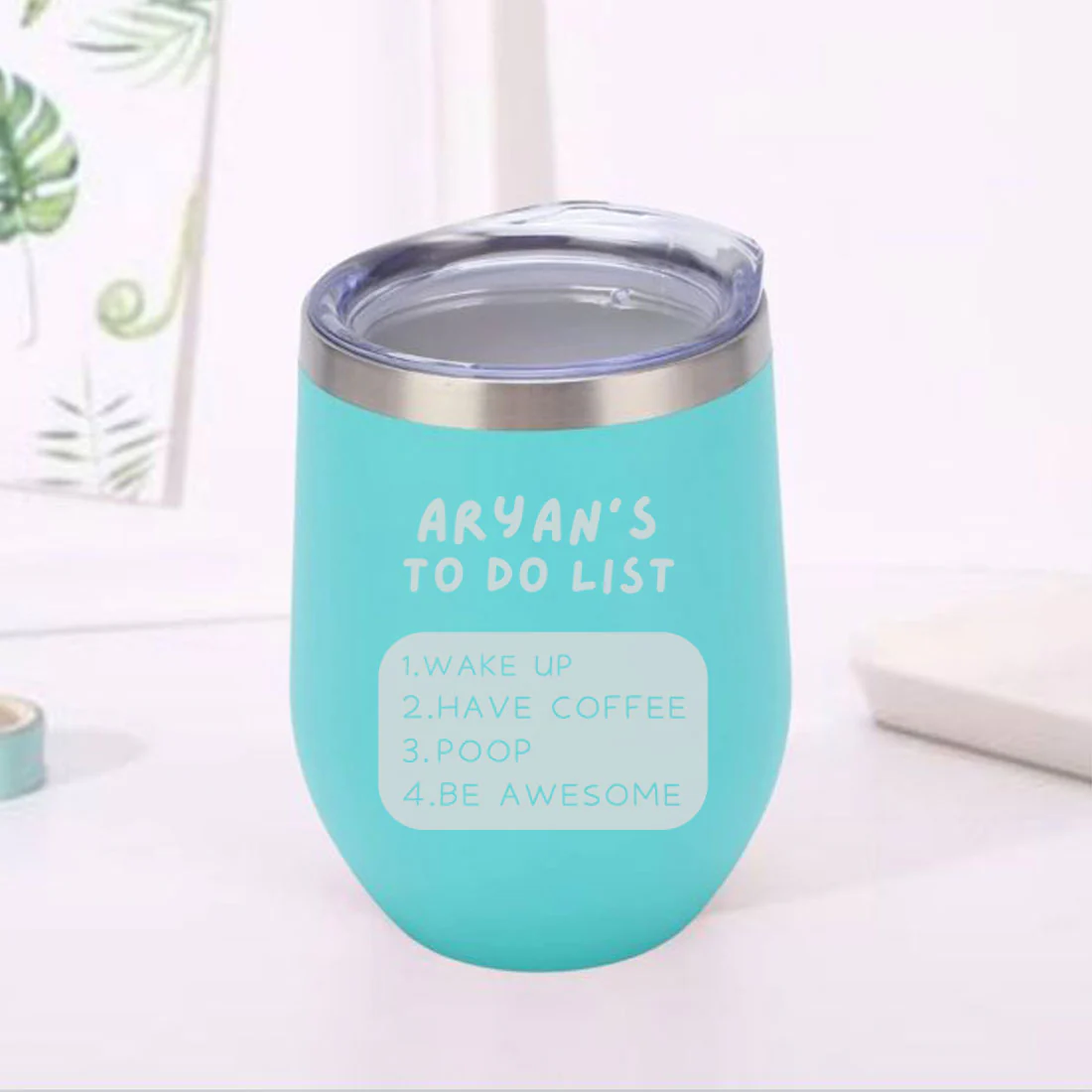 Engraved Personalized Stainless Steel Travel Coffee Cup With Lid for Office - To Do List - Image 21