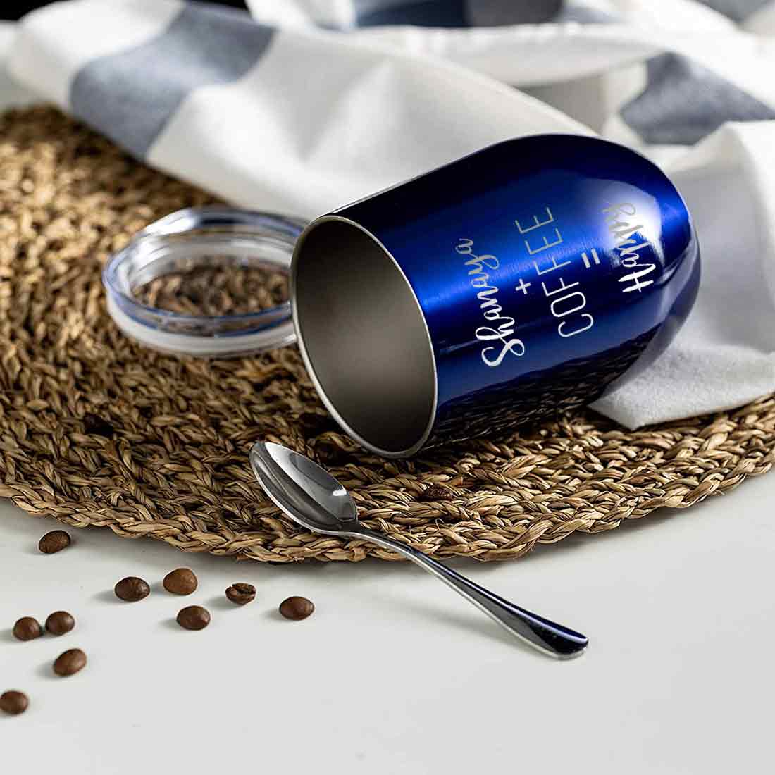 Personalized Coffee Cup with lid Name Engraved Stainless Steel Mug-Happy - Image 30