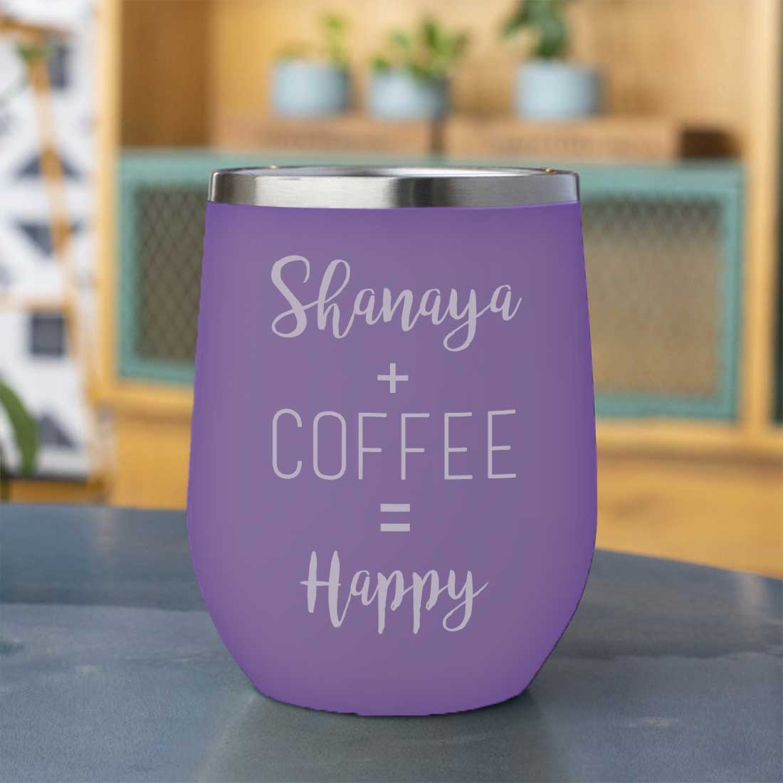 Personalized Coffee Cup with lid Name Engraved Stainless Steel Mug-Happy - Image 4