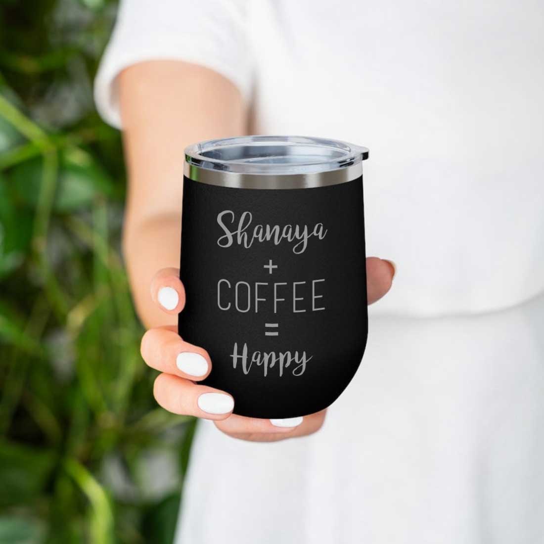 Personalized Coffee Cup with lid Name Engraved Stainless Steel Mug-Happy - Image 5