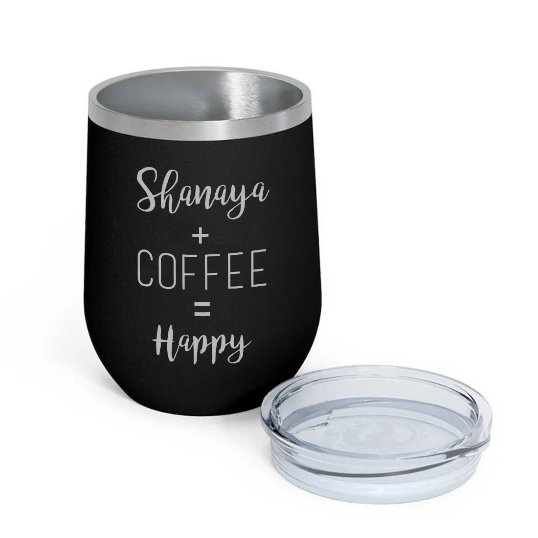 Personalized Coffee Cup with lid Name Engraved Stainless Steel Mug-Happy - Image 6