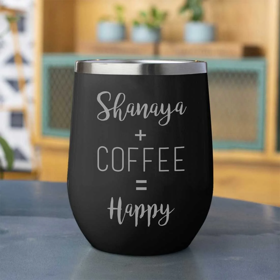 Personalized Coffee Cup with lid Name Engraved Stainless Steel Mug-Happy - Image 8