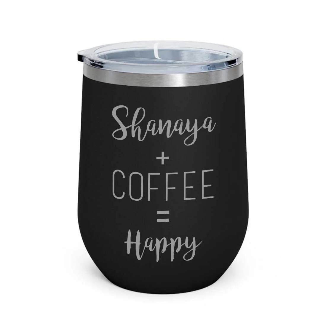 Personalized Coffee Cup with lid Name Engraved Stainless Steel Mug-Happy - Image 9