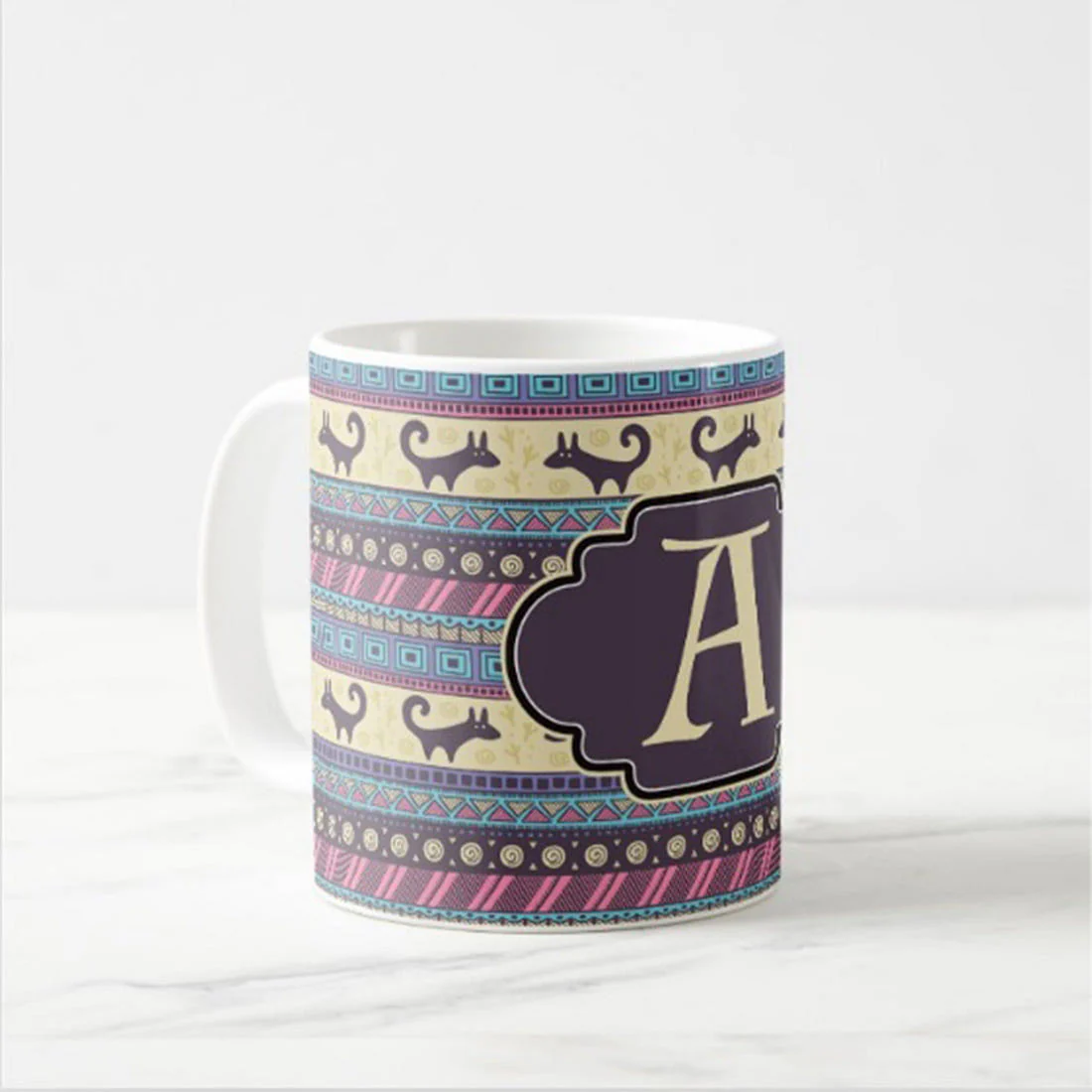 Personalised Coffee Cup - Pink Ethnic - Image 2