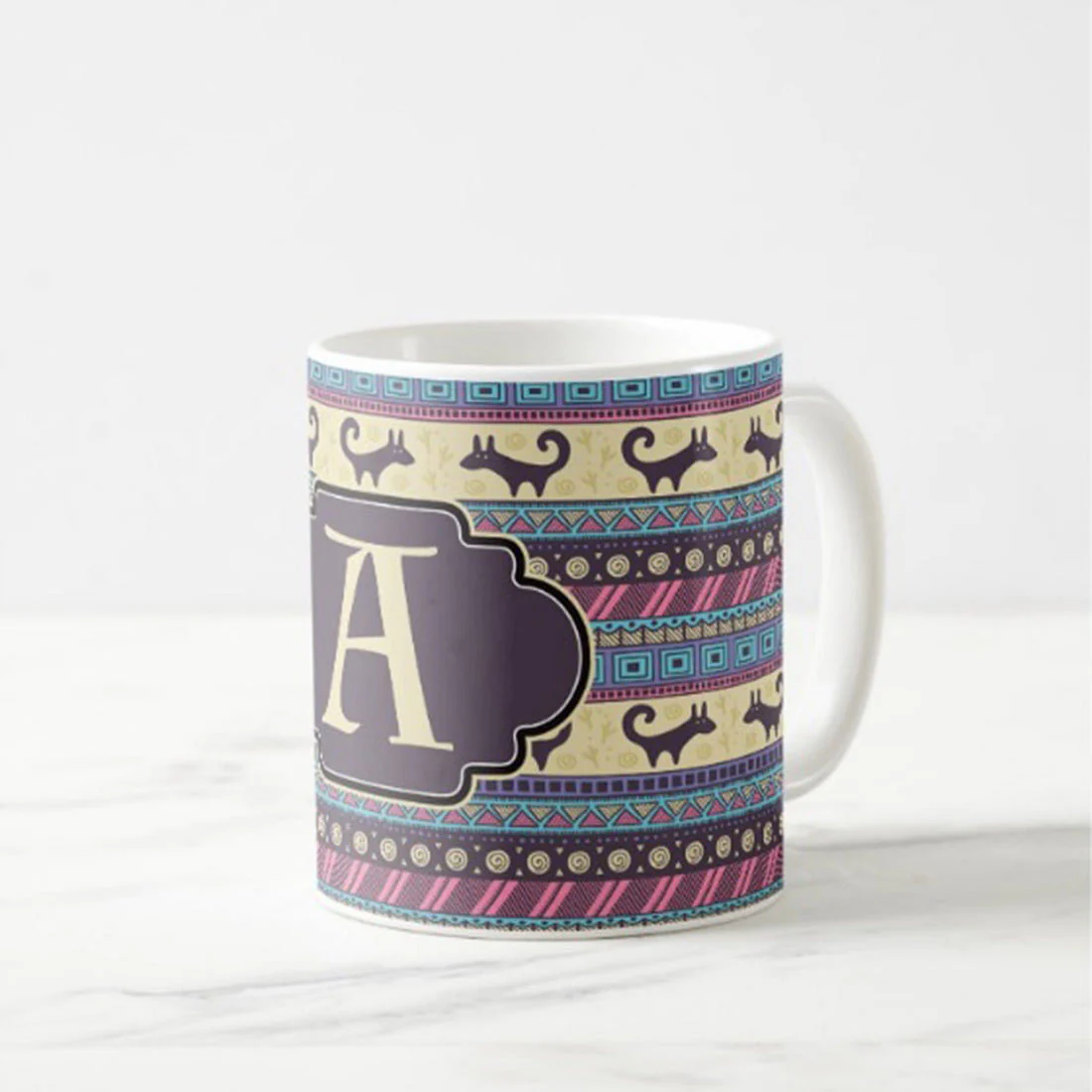 Personalised Coffee Cup - Pink Ethnic - Image 3