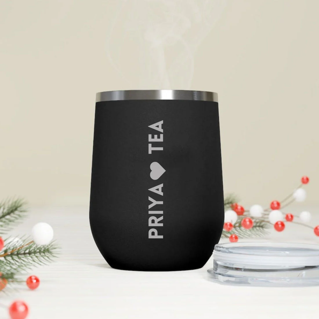 Personalised Coffee Mug With Lid Engraved Stainless Steel Travel Mug Cup (350 ML) - Tea Lover - Image 10